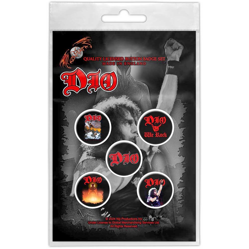 Dio - We Rock Badge/button - Set van 5 - Zwart